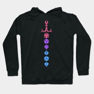 Colorful Polyhedral Dice Sword Tabletop Roleplaying RPG Gaming Addict Hoodie